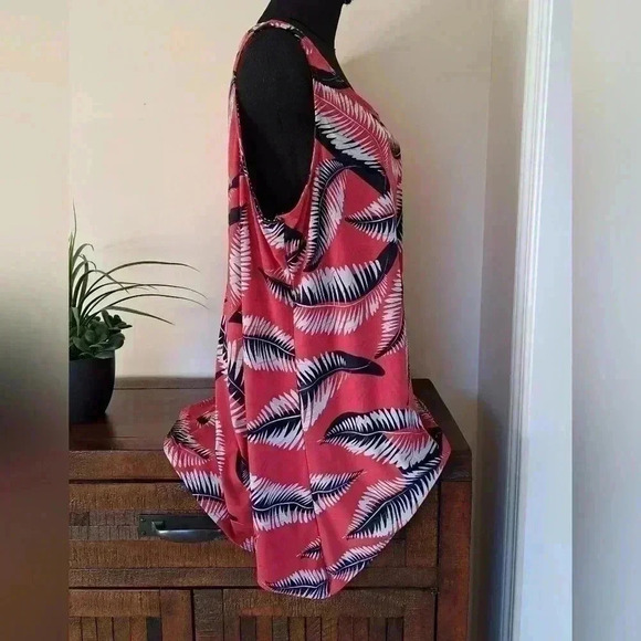 ❤️ N.W.D New Woman Design  Tropical Print Leaf Sleeveless Top Women's Size 3x - Picture 7 of 10